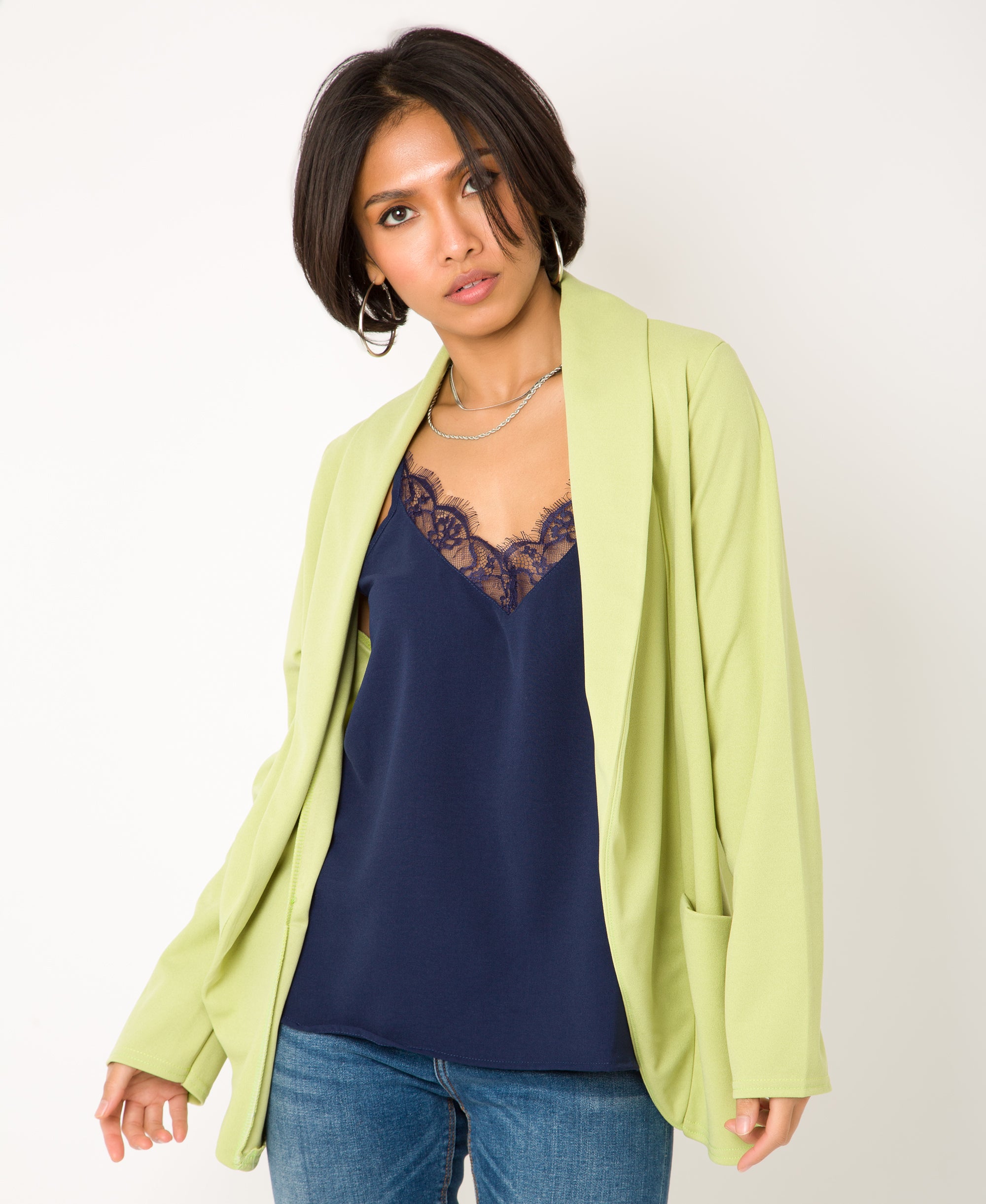 KRISP Shawl Collar 2 Pocket Open Blazer (11072)